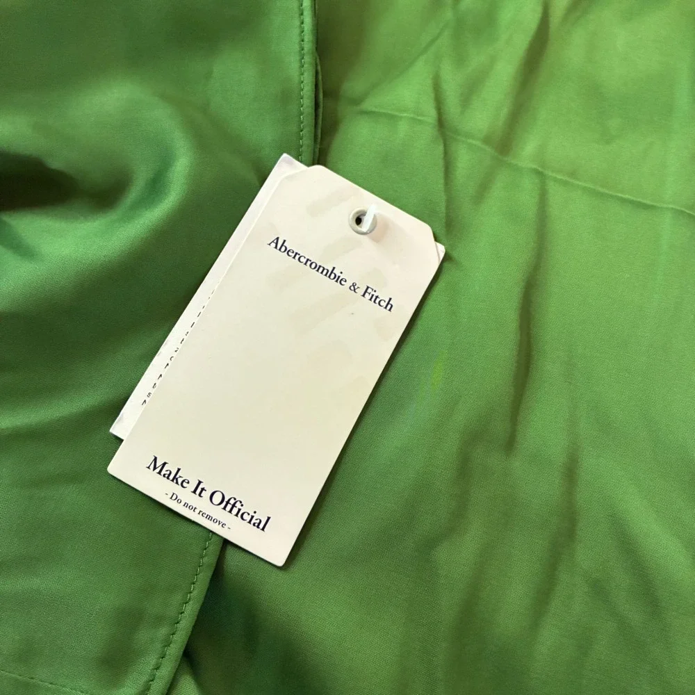 Abercrombie & Fitch NEW Green Satin Slip Dress Sweetheart Neck Side Slit Large